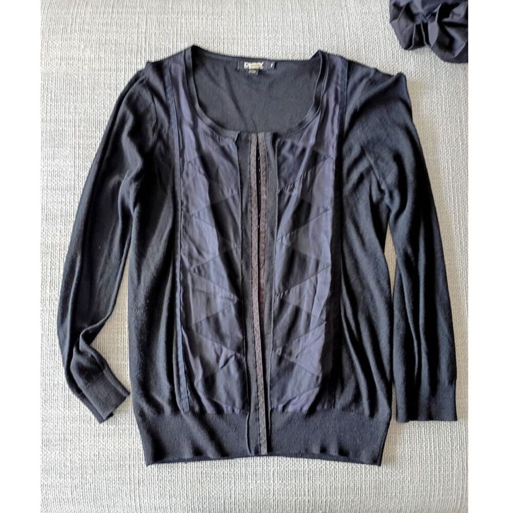 DKNY Black 100% Cashmere Cardigan Sweater Knit | Size M